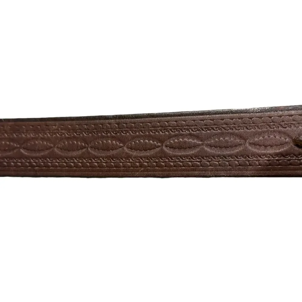 Vogel of Texas Mens Size 38 Brown Tooled Leather Frontier Belt